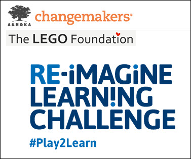 #Play2Learn logo of Ashoka changemakers and The LEGO Foundation
